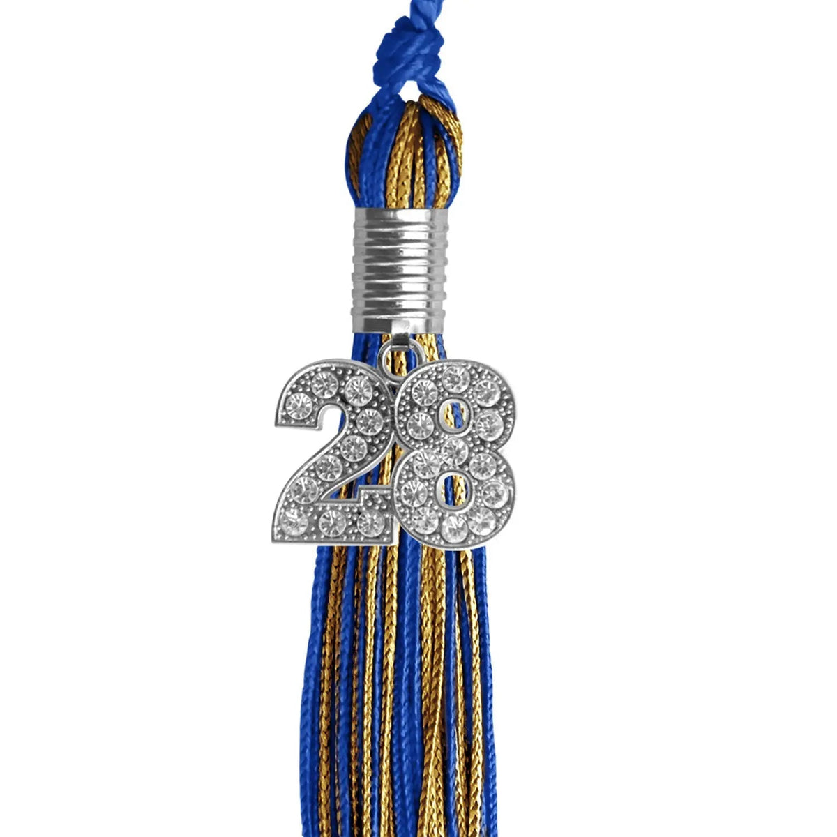 Royal Blue/Antique Gold Mixed Color Graduation Tassel with Silver Bling Charm - Endea Graduation