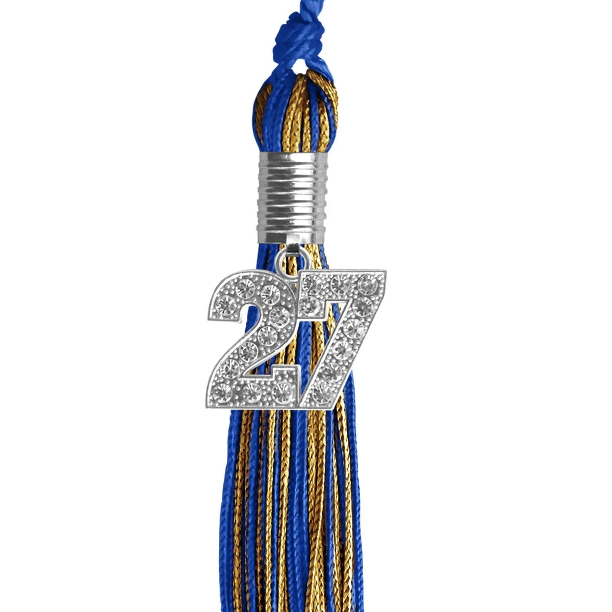 Royal Blue/Antique Gold Mixed Color Graduation Tassel with Silver Bling Charm - Endea Graduation