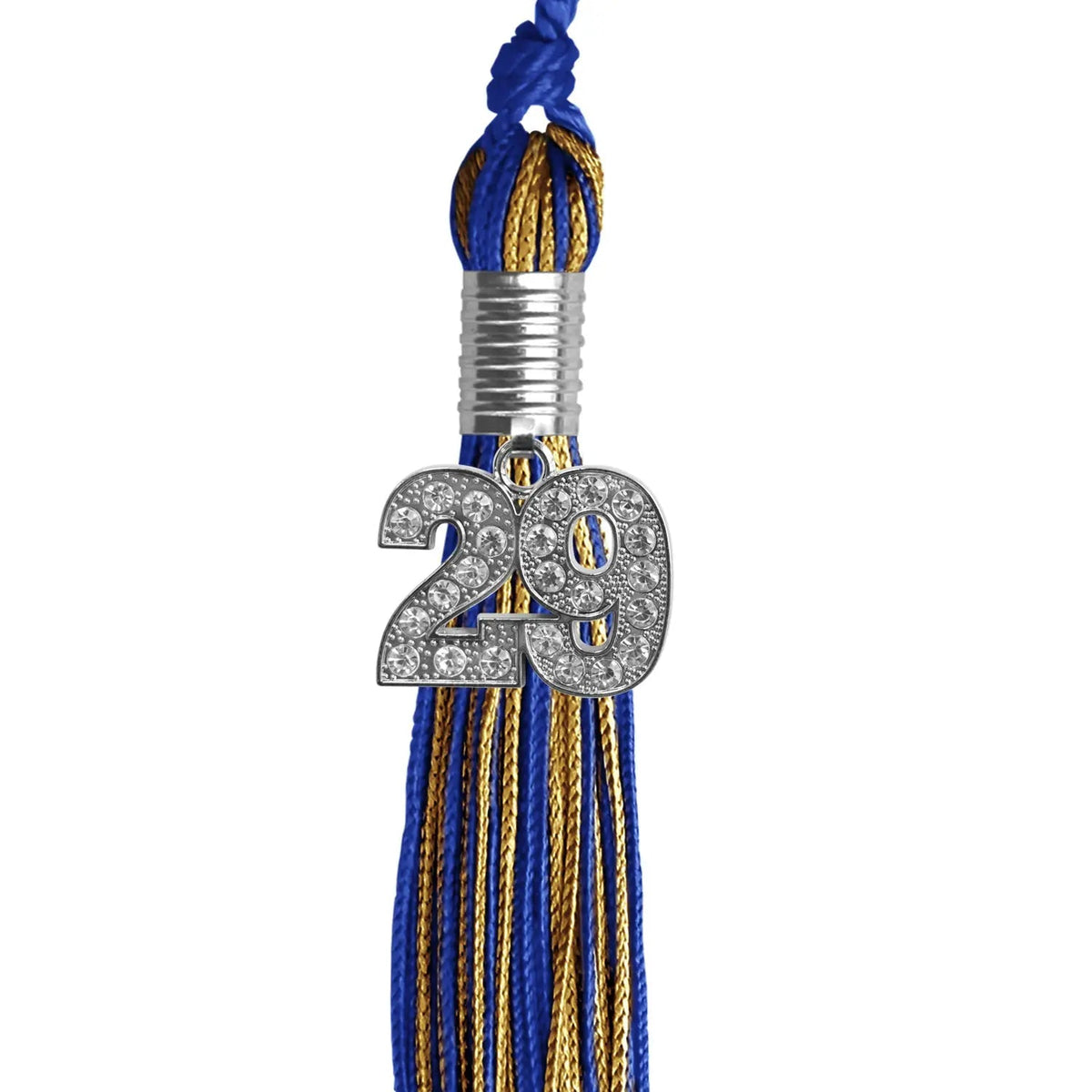 Royal Blue/Antique Gold Mixed Color Graduation Tassel with Silver Bling Charm - Endea Graduation