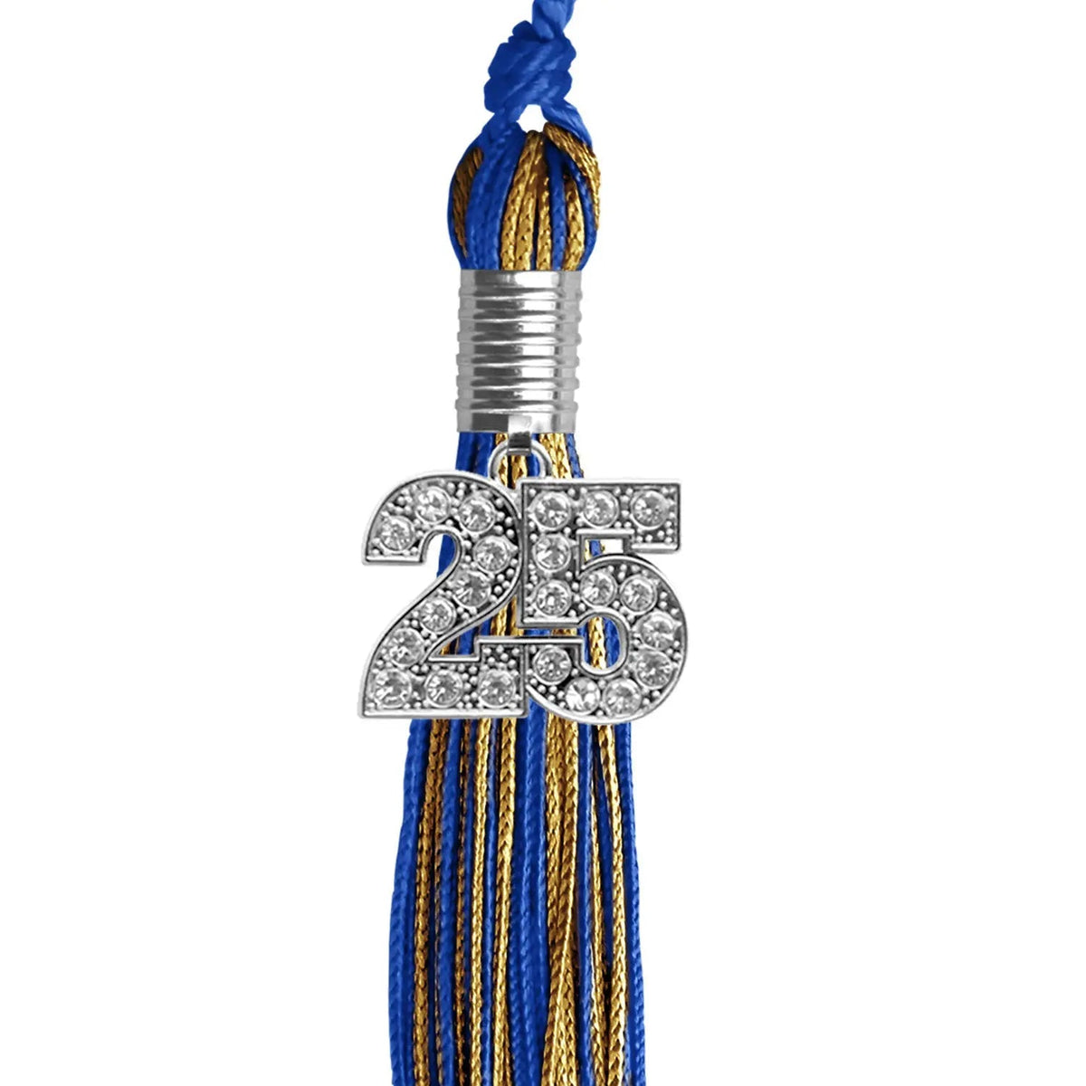 Royal Blue/Antique Gold Mixed Color Graduation Tassel with Silver Bling Charm - Endea Graduation