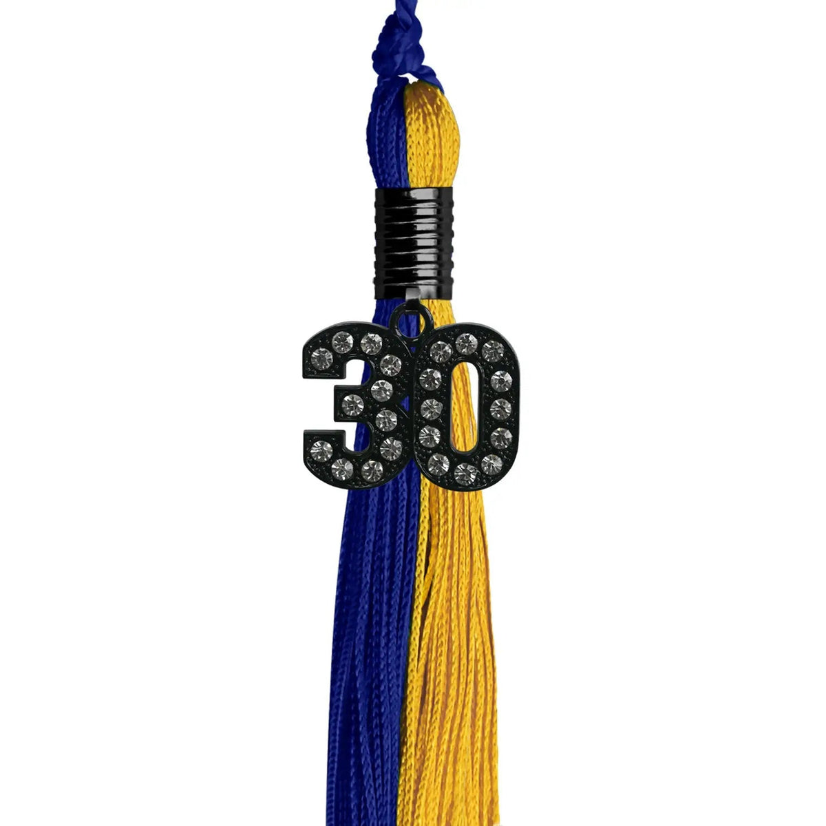 Royal Blue/Bright Gold Graduation Tassel with Black Bling Charm - Endea Graduation
