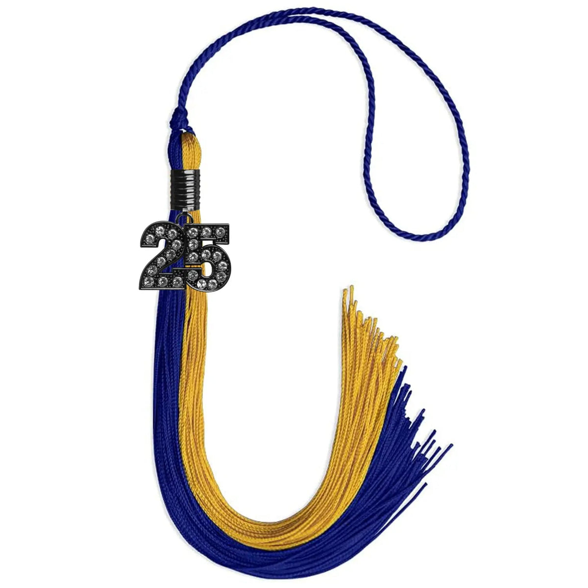 Royal Blue/Bright Gold Graduation Tassel with Black Bling Charm - Endea Graduation