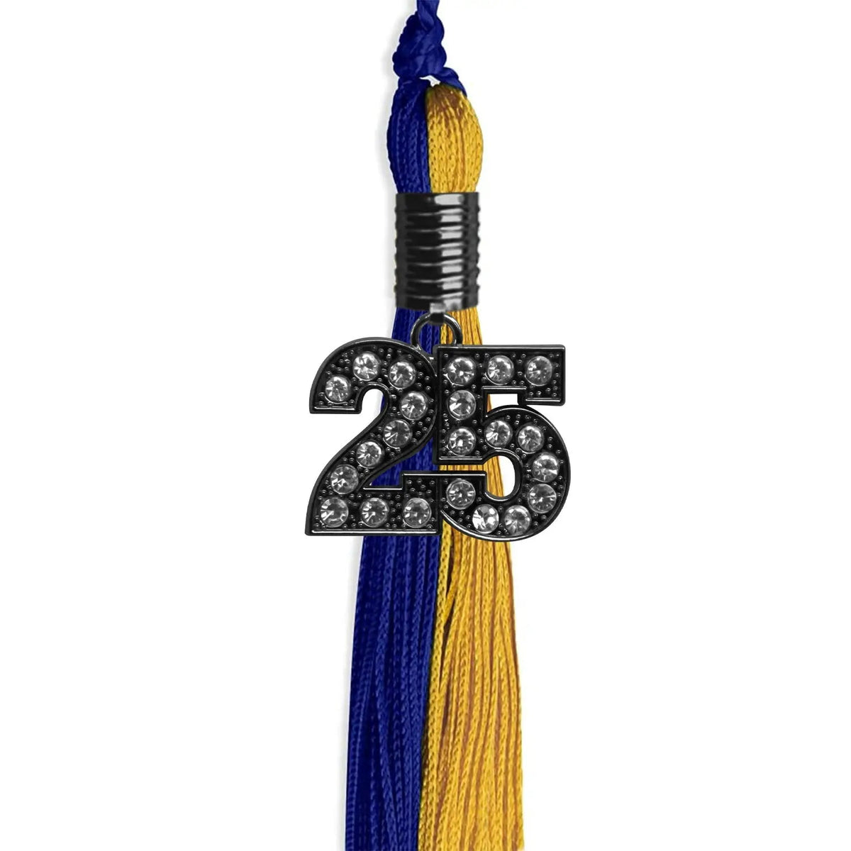 Royal Blue/Bright Gold Graduation Tassel with Black Bling Charm - Endea Graduation
