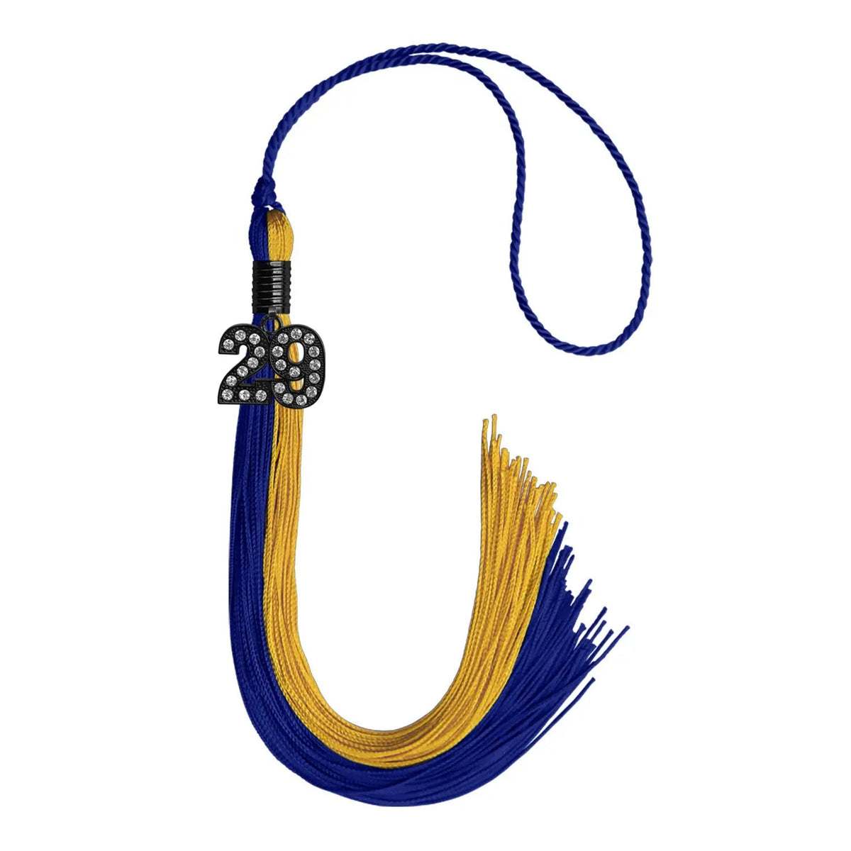 Royal Blue/Bright Gold Graduation Tassel with Black Bling Charm - Endea Graduation