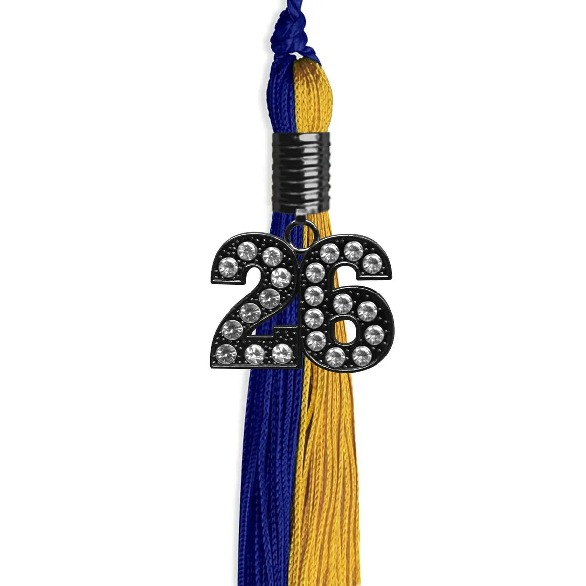 Royal Blue/Bright Gold Graduation Tassel with Black Bling Charm - Endea Graduation