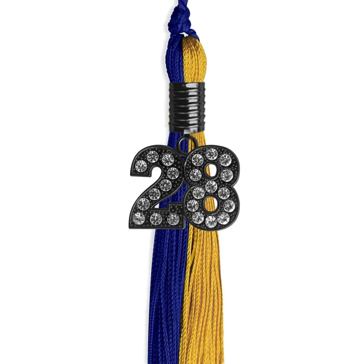Royal Blue/Bright Gold Graduation Tassel with Black Bling Charm - Endea Graduation
