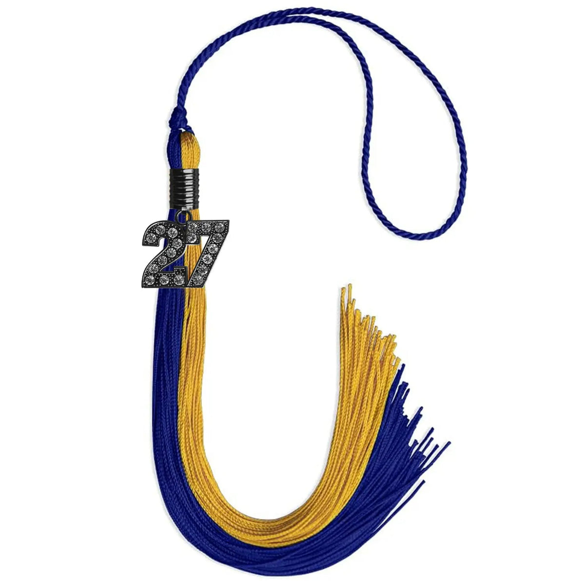 Royal Blue/Bright Gold Graduation Tassel with Black Bling Charm - Endea Graduation