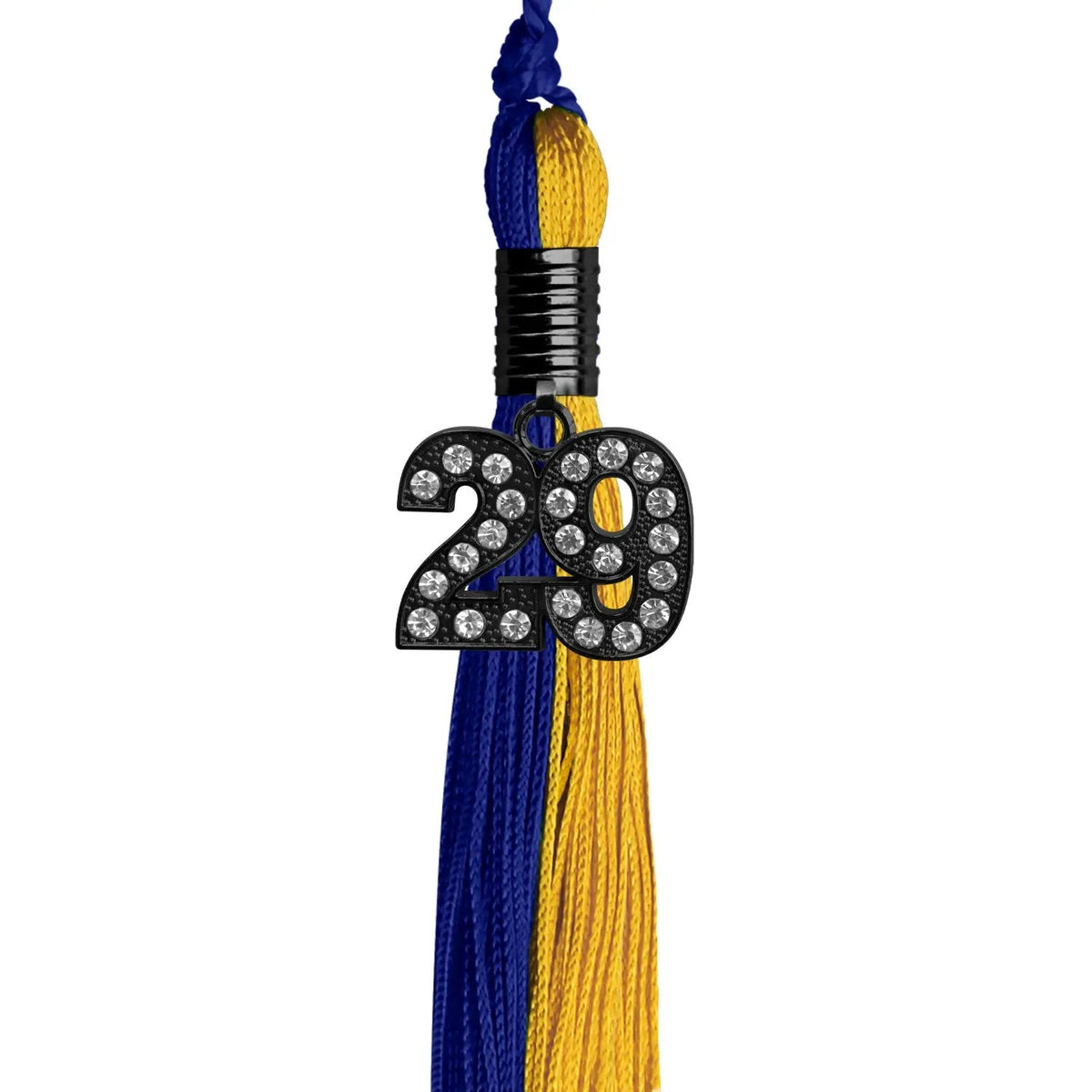 Royal Blue/Bright Gold Graduation Tassel with Black Bling Charm - Endea Graduation