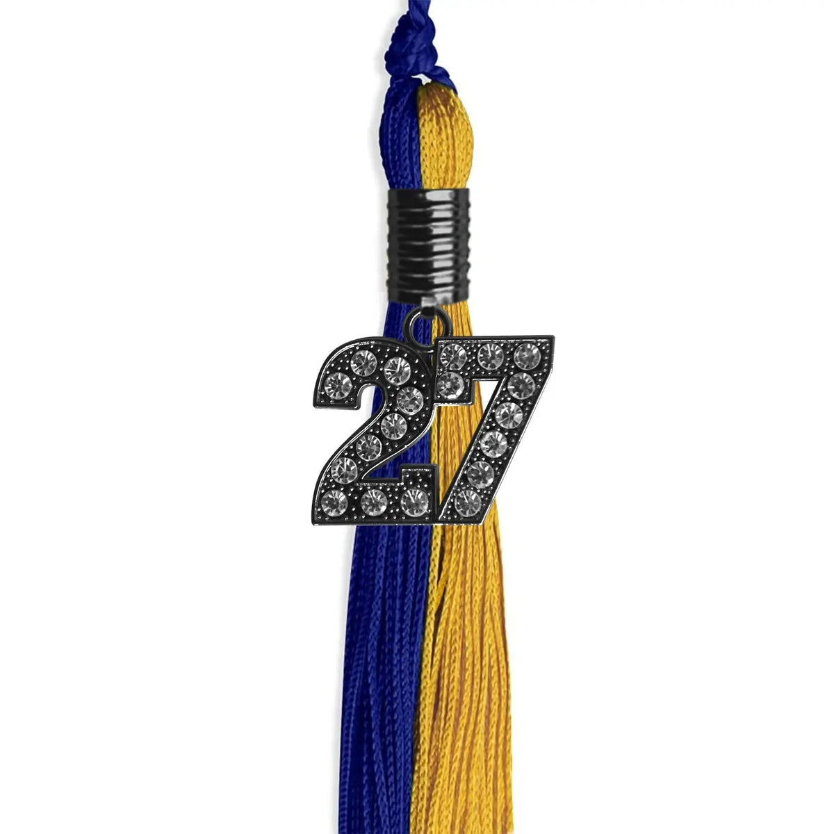 Royal Blue/Bright Gold Graduation Tassel with Black Bling Charm - Endea Graduation