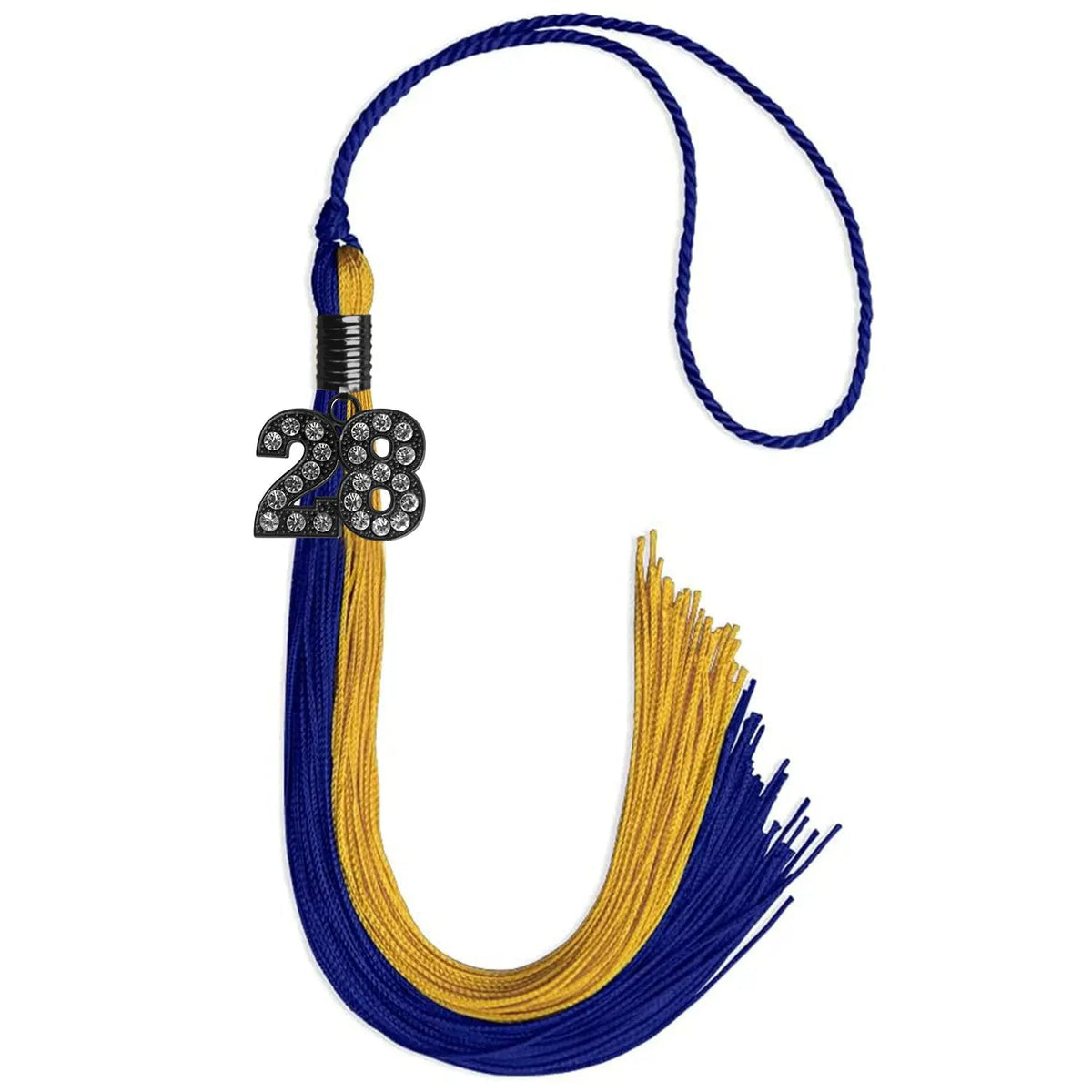 Royal Blue/Bright Gold Graduation Tassel with Black Bling Charm - Endea Graduation