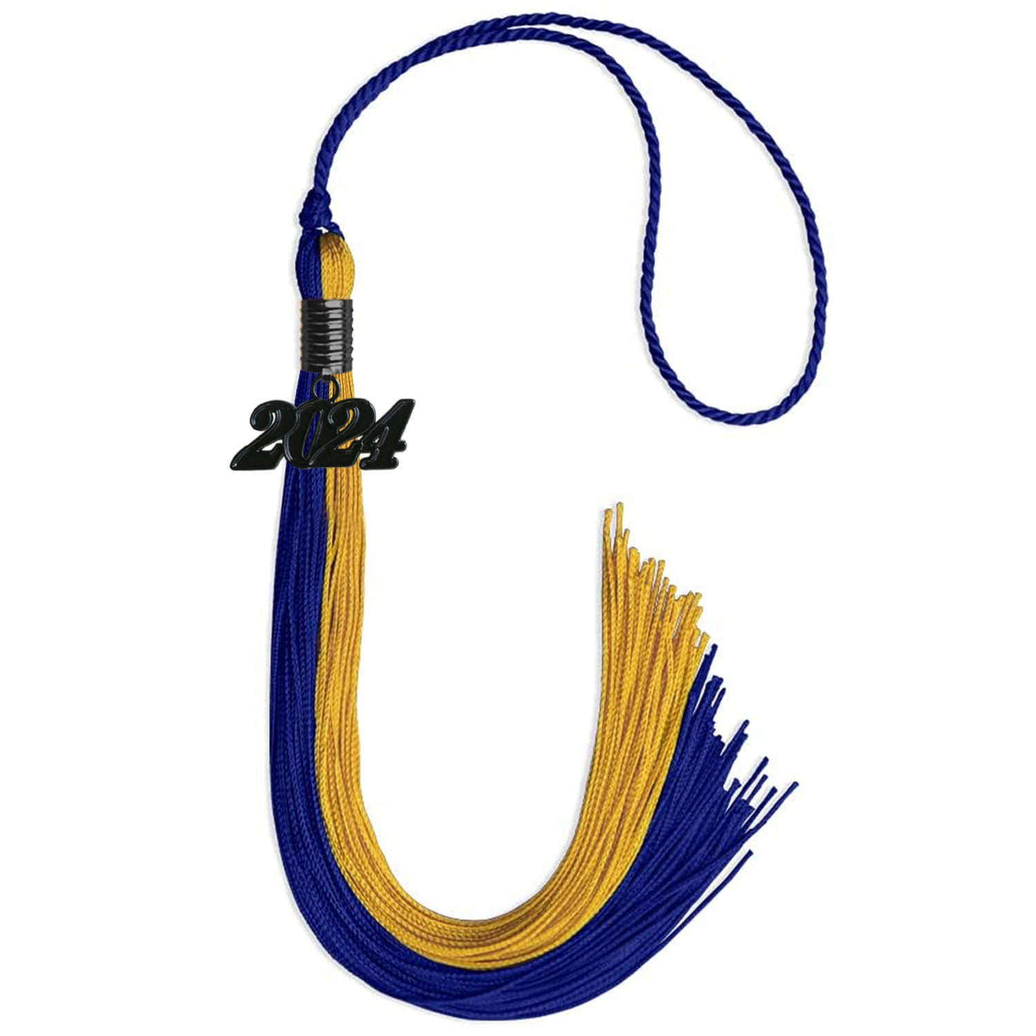 Royal Blue/Bright Gold Graduation Tassel with Black Date Drop - Endea Graduation