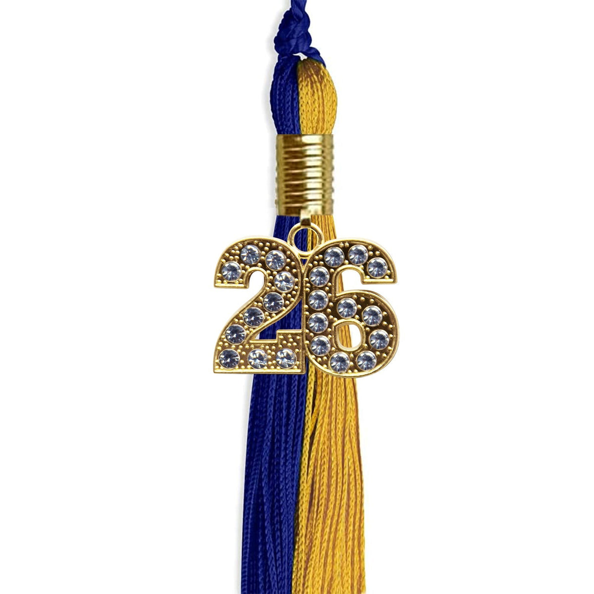 Royal Blue/Bright Gold Graduation Tassel with Gold Bling Charm - Endea Graduation