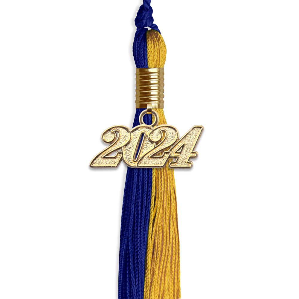 Royal Blue/Bright Gold Graduation Tassel with Gold Date Drop - Endea Graduation