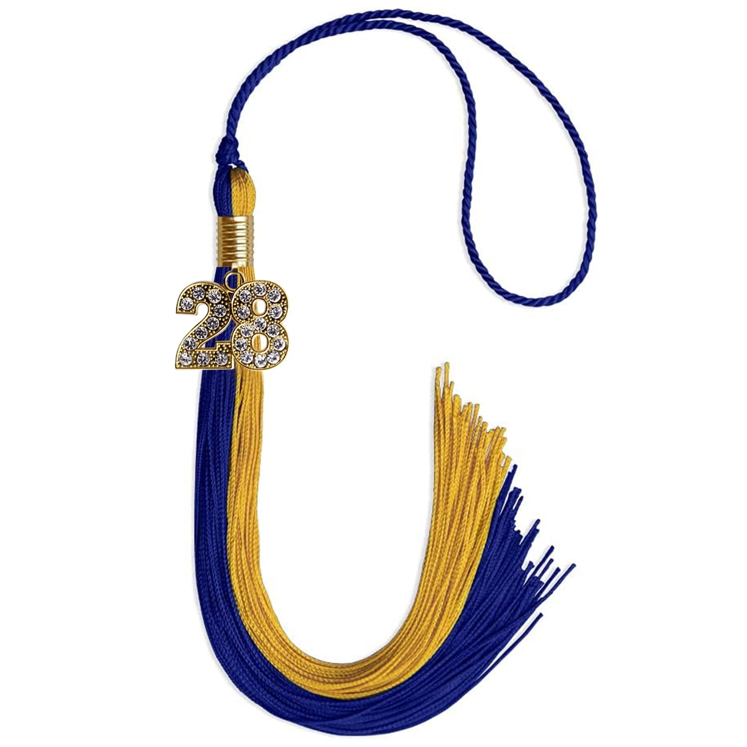 Royal Blue/Bright Gold Graduation Tassel with Gold Date Drop - Endea Graduation