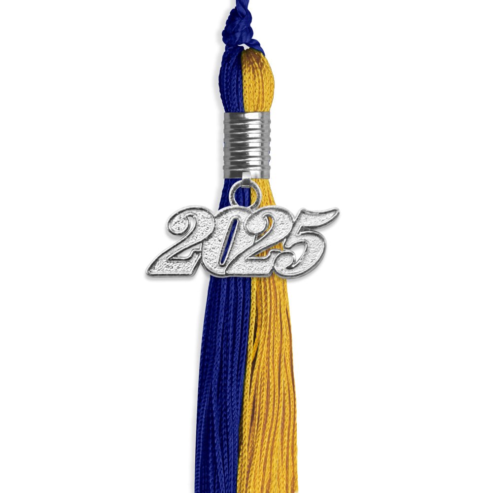 Royal Blue/Bright Gold Graduation Tassel with Silver Date Drop - Endea Graduation