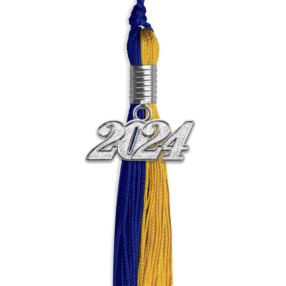 Royal Blue/Bright Gold Graduation Tassel with Silver Date Drop - Endea Graduation