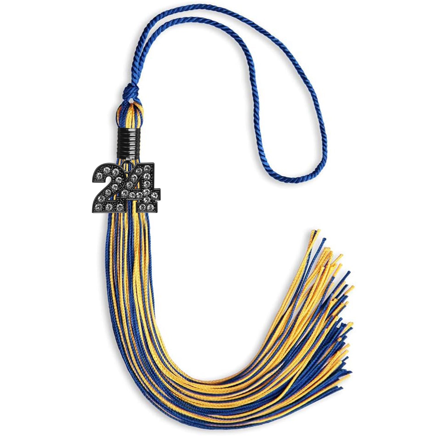 Royal Blue/Gold Mixed Color Graduation Tassel with Black Date Drop - Endea Graduation