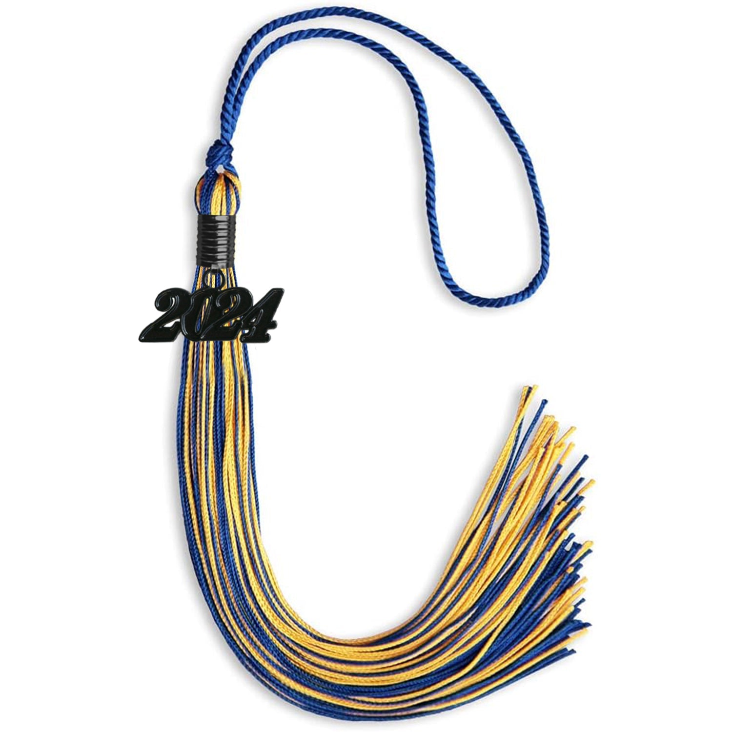 Royal Blue/Gold Mixed Color Graduation Tassel with Black Date Drop - Endea Graduation