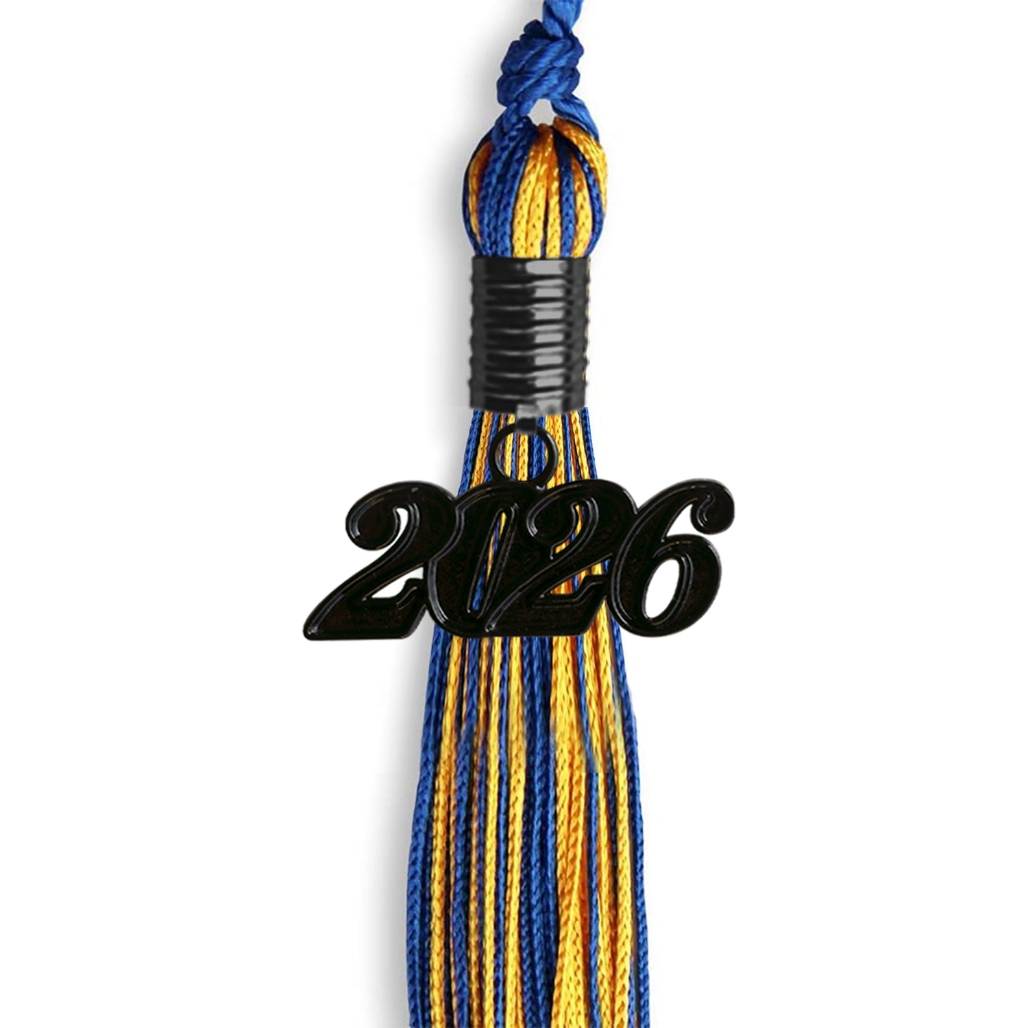 Royal Blue/Gold Mixed Color Graduation Tassel with Black Date Drop - Endea Graduation