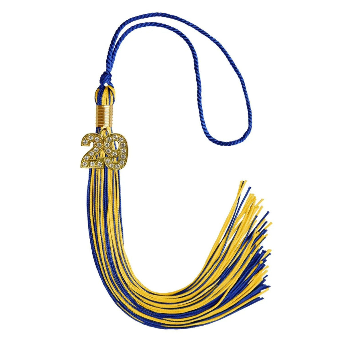 Royal Blue/Gold Mixed Color Graduation Tassel with Gold Bling Charm - Endea Graduation