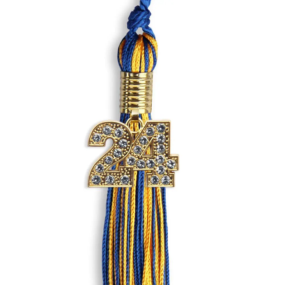 Royal Blue/Gold Mixed Color Graduation Tassel with Gold Bling Charm - Endea Graduation