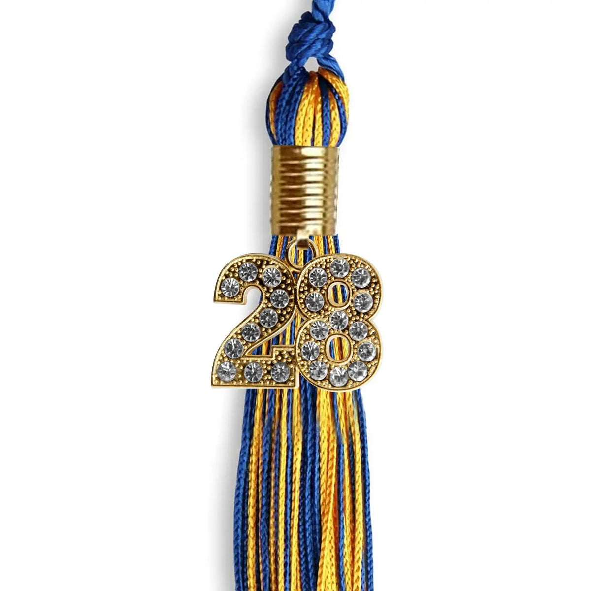 Royal Blue/Gold Mixed Color Graduation Tassel with Gold Bling Charm - Endea Graduation