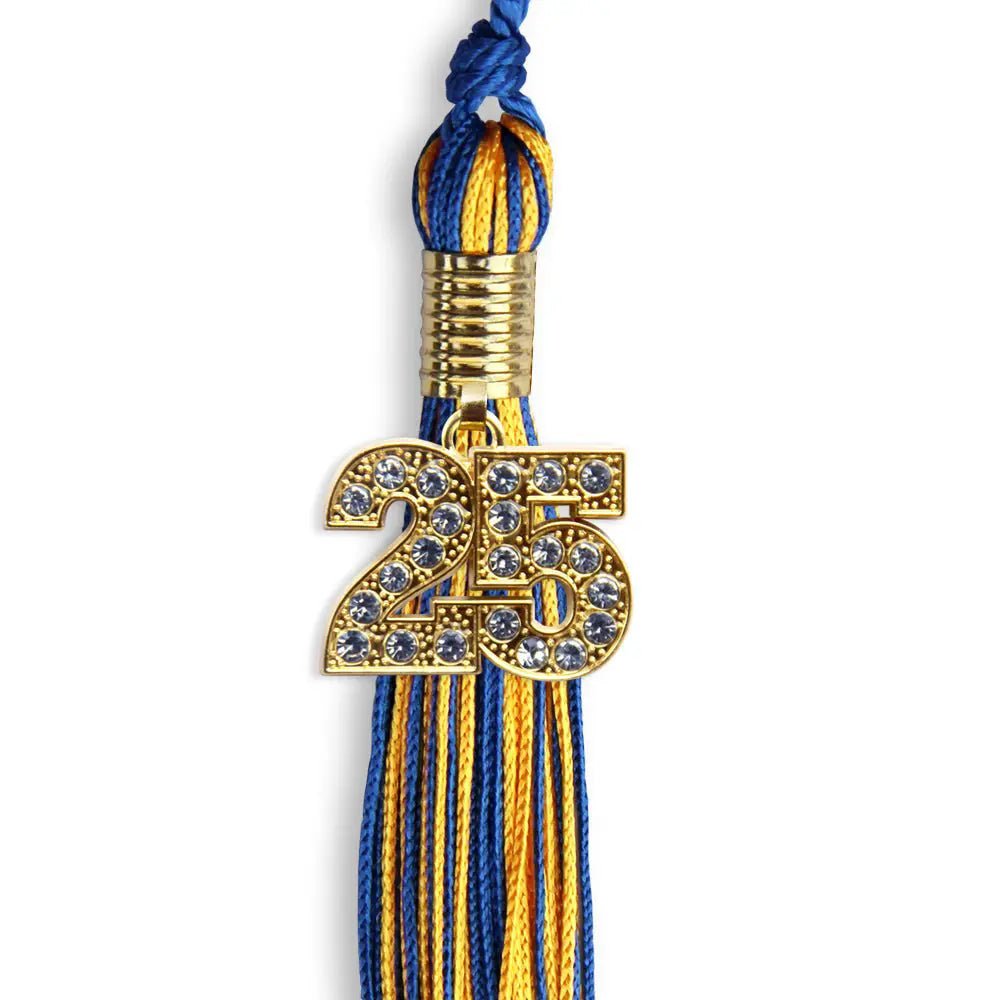 Royal Blue/Gold Mixed Color Graduation Tassel with Gold Bling Charm - Endea Graduation