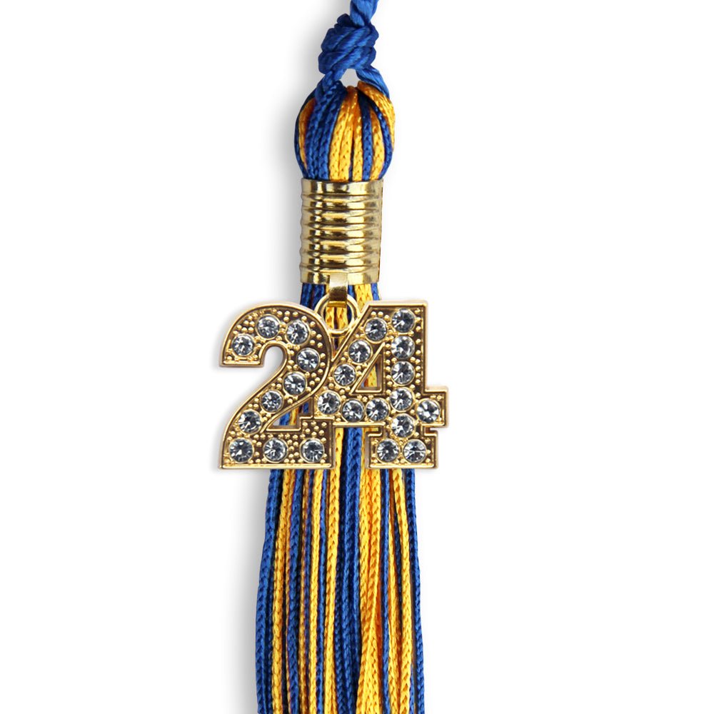 Royal Blue/Gold Mixed Color Graduation Tassel with Gold Date Drop - Endea Graduation