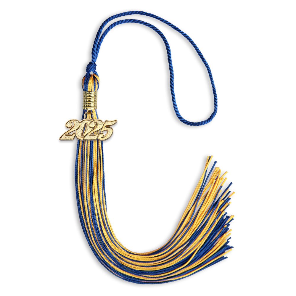 Royal Blue/Gold Mixed Color Graduation Tassel with Gold Date Drop - Endea Graduation