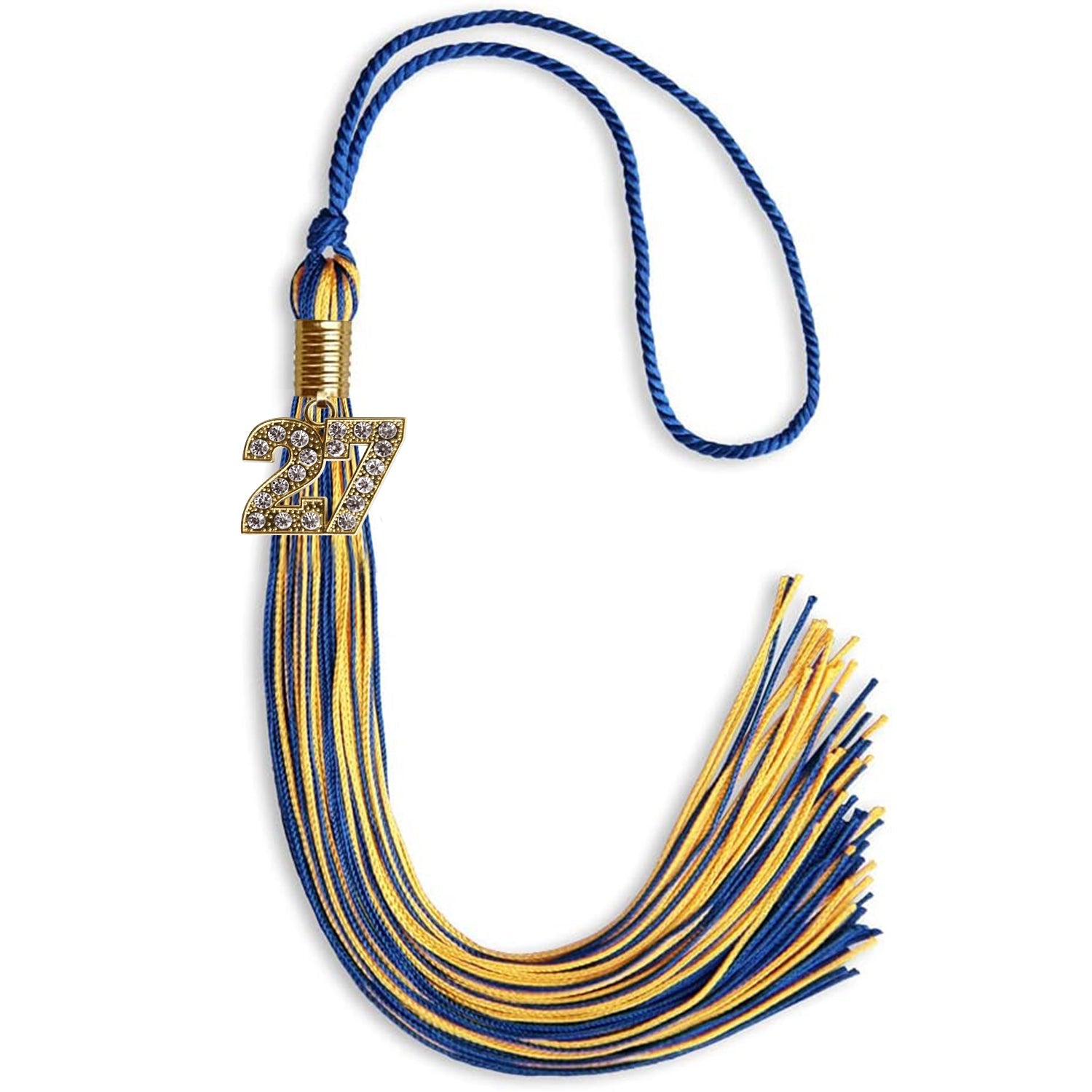 Royal Blue/Gold Mixed Color Graduation Tassel with Gold Date Drop - Endea Graduation