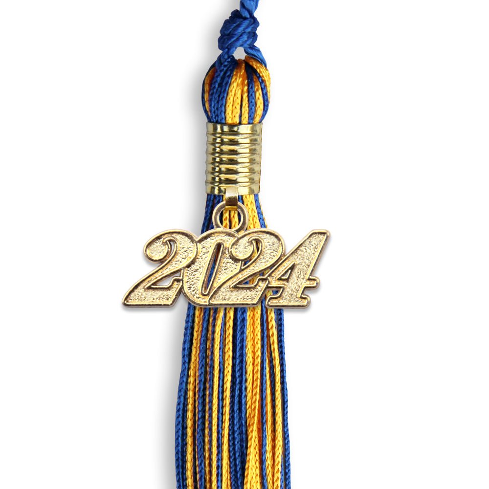 Royal Blue/Gold Mixed Color Graduation Tassel with Gold Date Drop - Endea Graduation