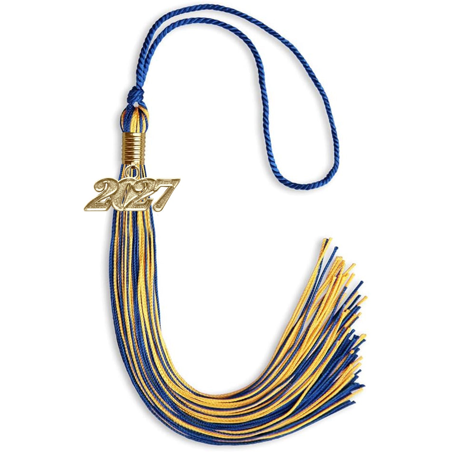 Royal Blue/Gold Mixed Color Graduation Tassel with Gold Date Drop - Endea Graduation