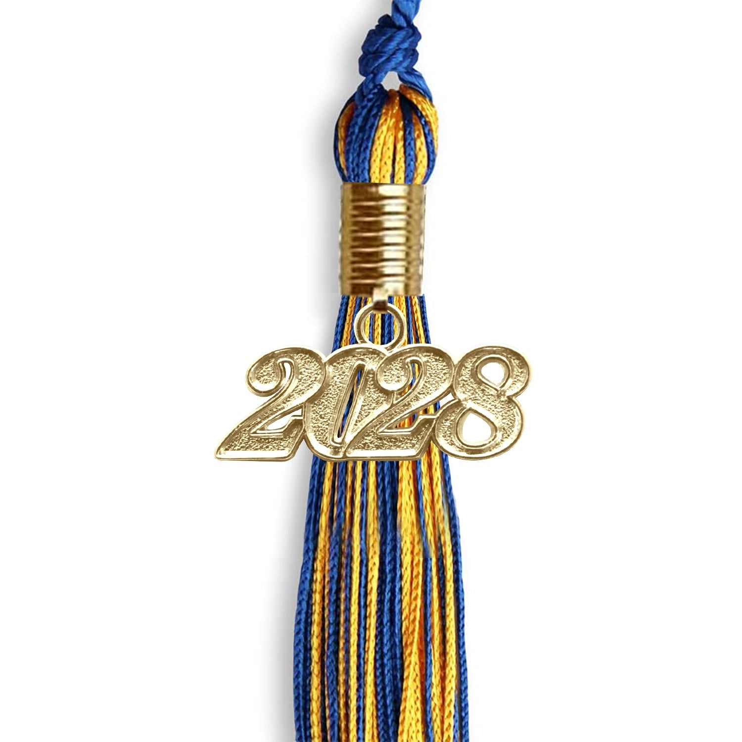 Royal Blue/Gold Mixed Color Graduation Tassel with Gold Date Drop - Endea Graduation