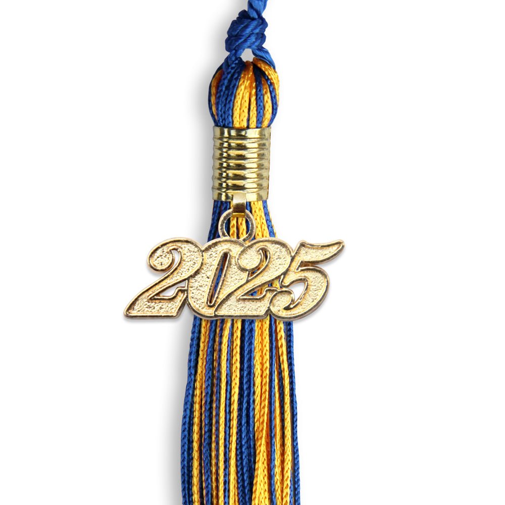 Royal Blue/Gold Mixed Color Graduation Tassel with Gold Date Drop - Endea Graduation