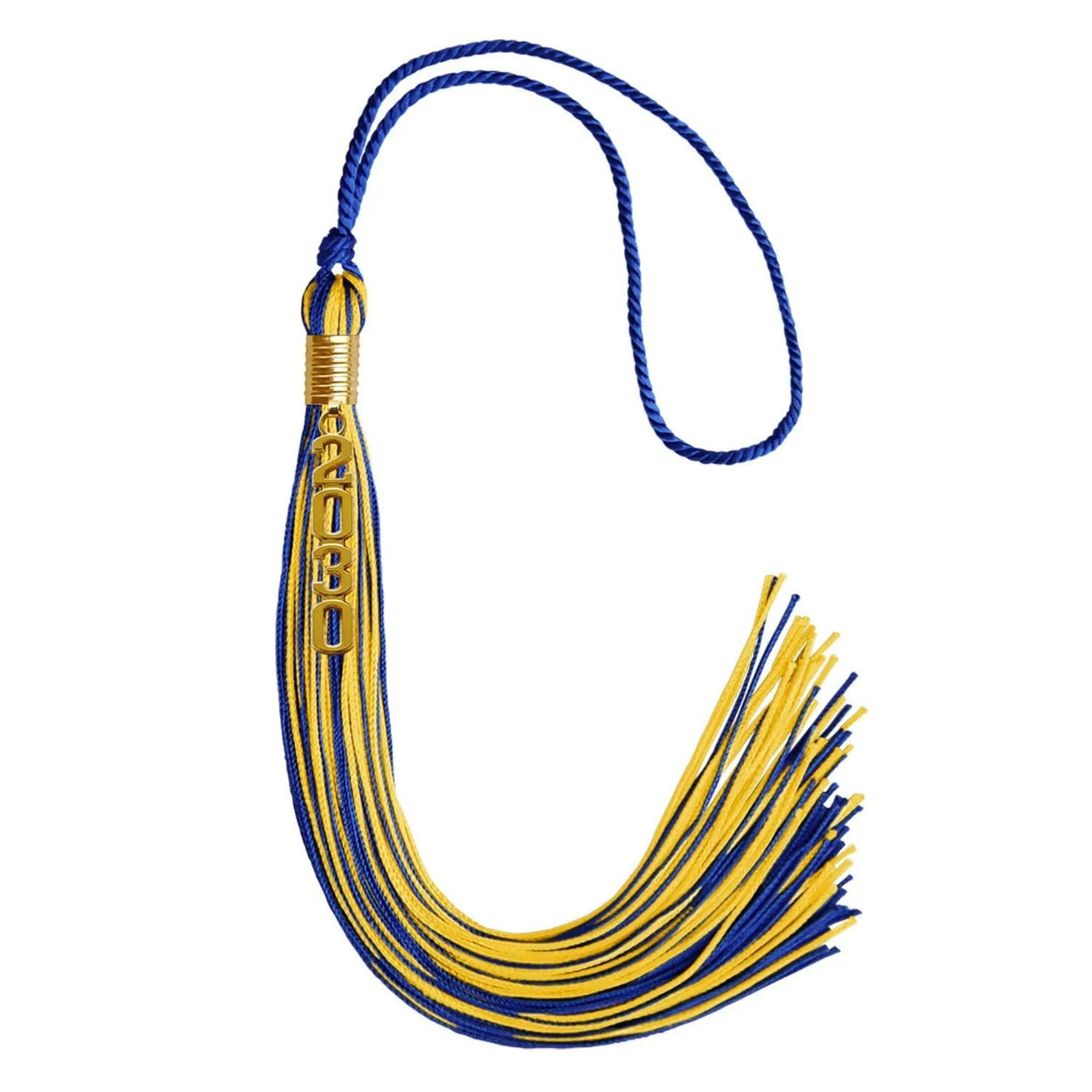 Royal Blue/Gold Mixed Color Graduation Tassel with Gold Stacked Date Drop - Endea Graduation
