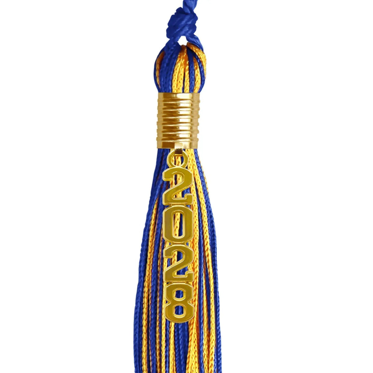 Royal Blue/Gold Mixed Color Graduation Tassel with Gold Stacked Date Drop - Endea Graduation