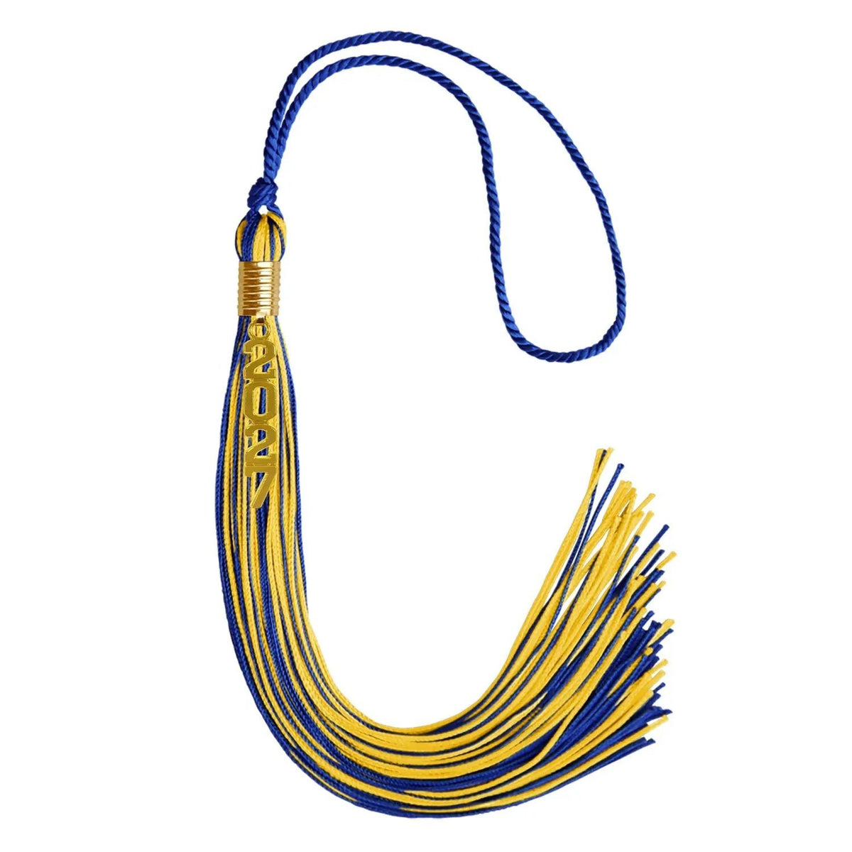 Royal Blue/Gold Mixed Color Graduation Tassel with Gold Stacked Date Drop - Endea Graduation