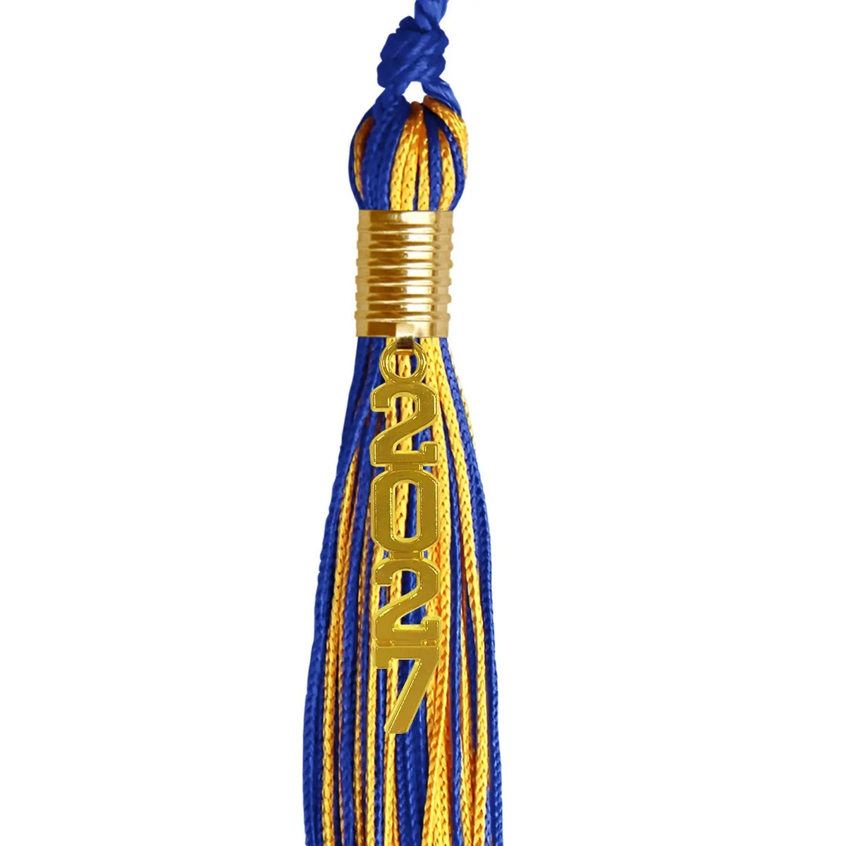 Royal Blue/Gold Mixed Color Graduation Tassel with Gold Stacked Date Drop - Endea Graduation