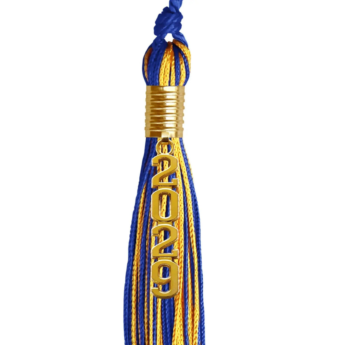 Royal Blue/Gold Mixed Color Graduation Tassel with Gold Stacked Date Drop - Endea Graduation