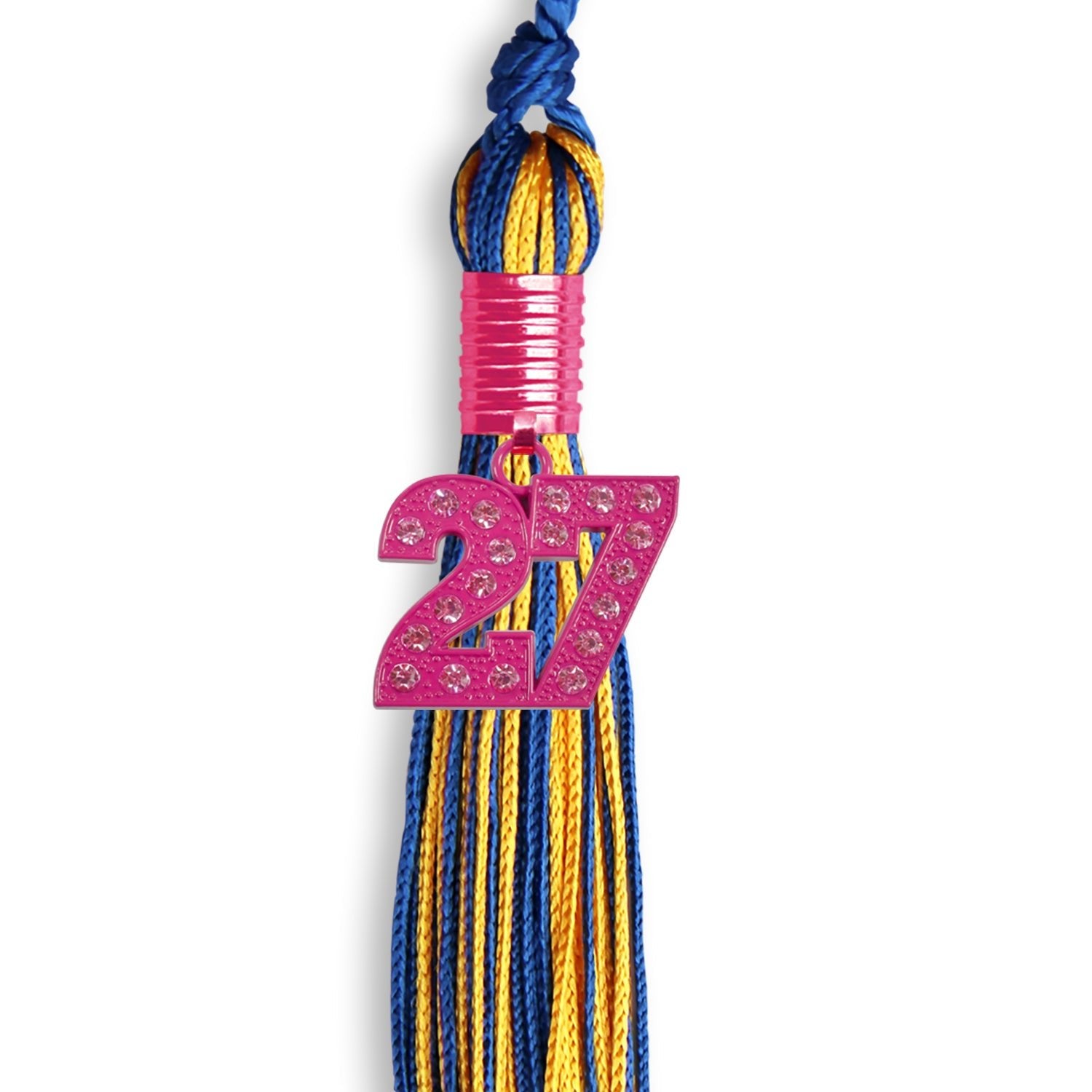 Royal Blue/Gold Mixed Color Graduation Tassel with Pink Bling Charm - Endea Graduation