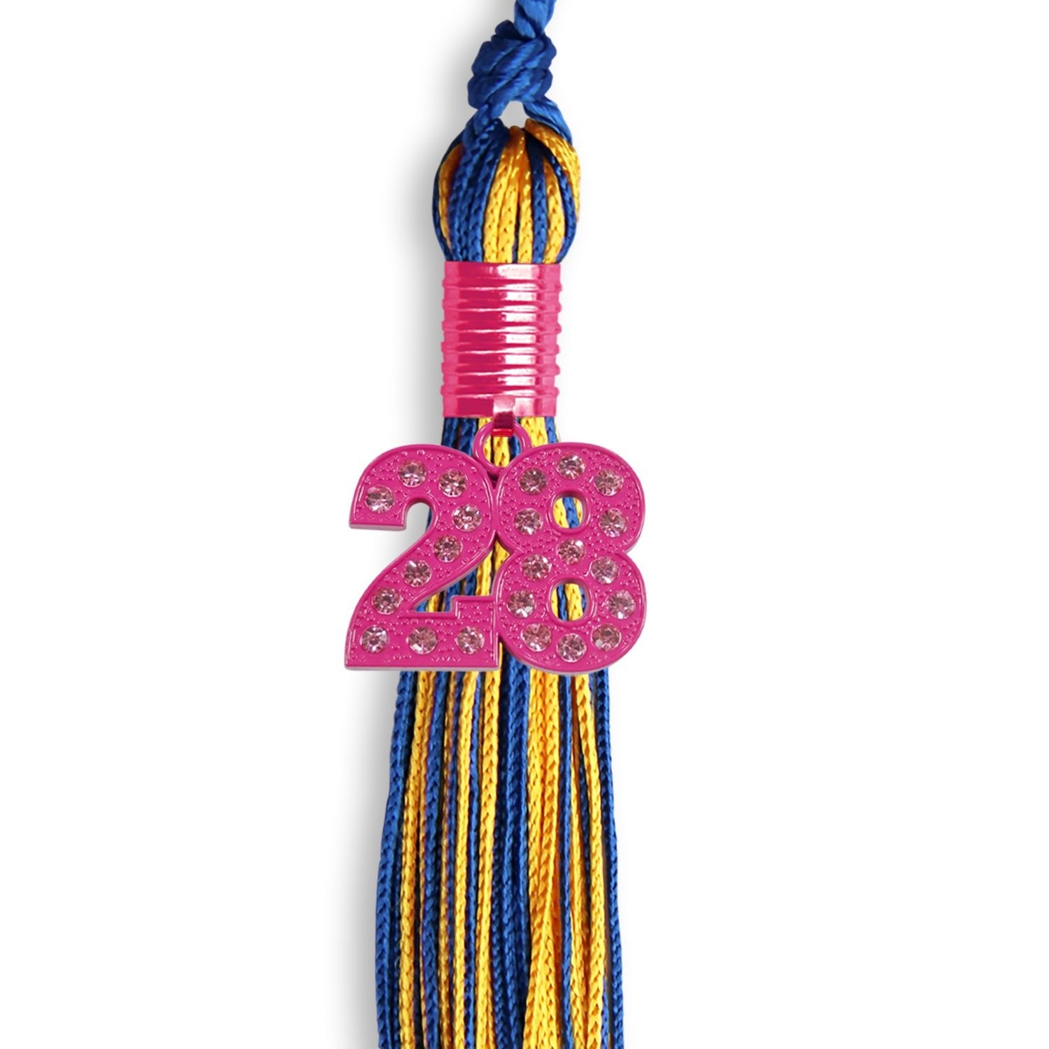 Royal Blue/Gold Mixed Color Graduation Tassel with Pink Bling Charm - Endea Graduation