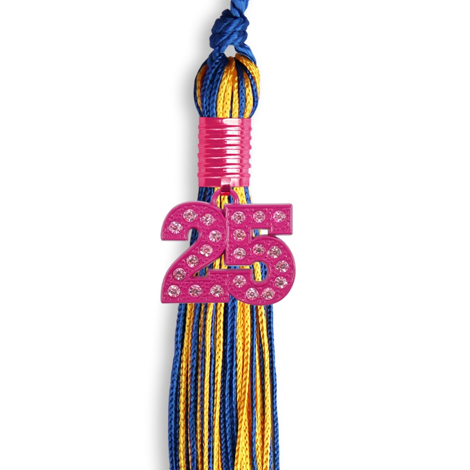 Royal Blue/Gold Mixed Color Graduation Tassel with Pink Bling Charm - Endea Graduation