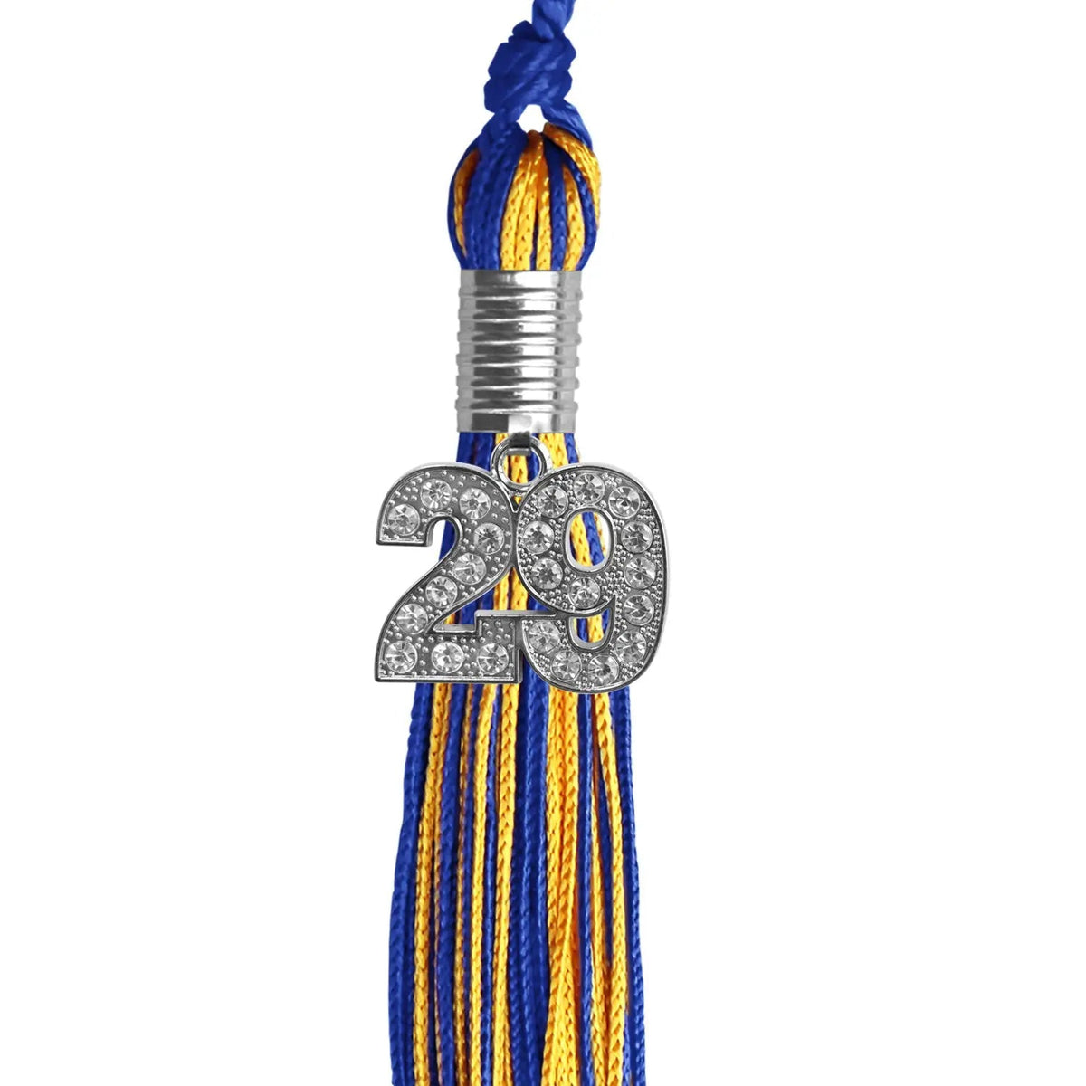Royal Blue/Gold Mixed Color Graduation Tassel with Silver Bling Charm - Endea Graduation
