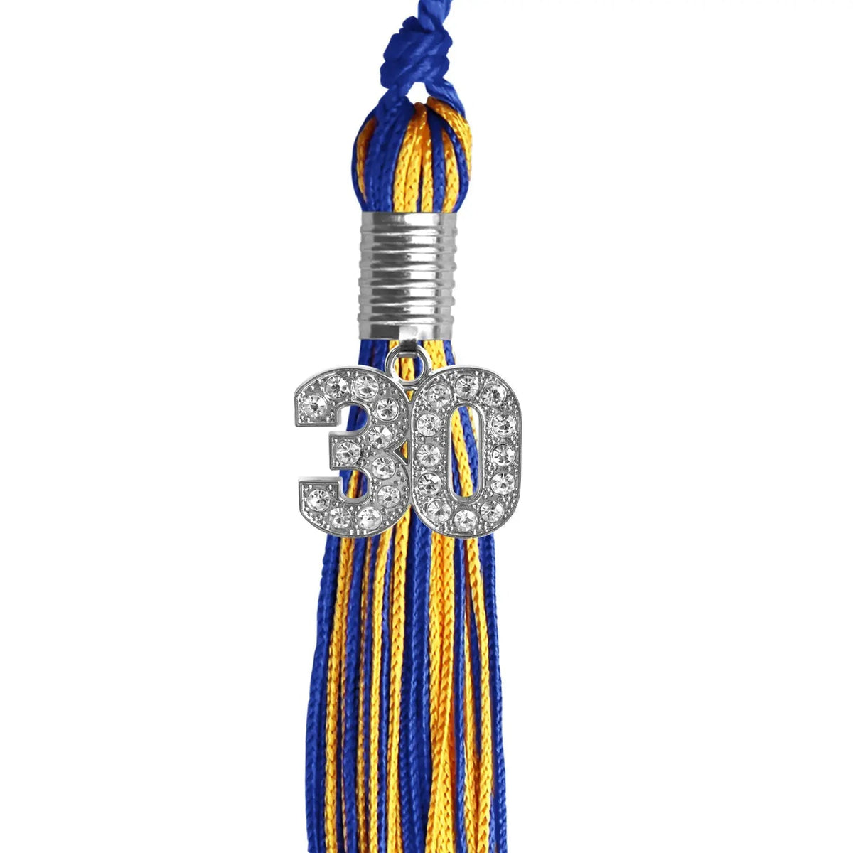 Royal Blue/Gold Mixed Color Graduation Tassel with Silver Bling Charm - Endea Graduation