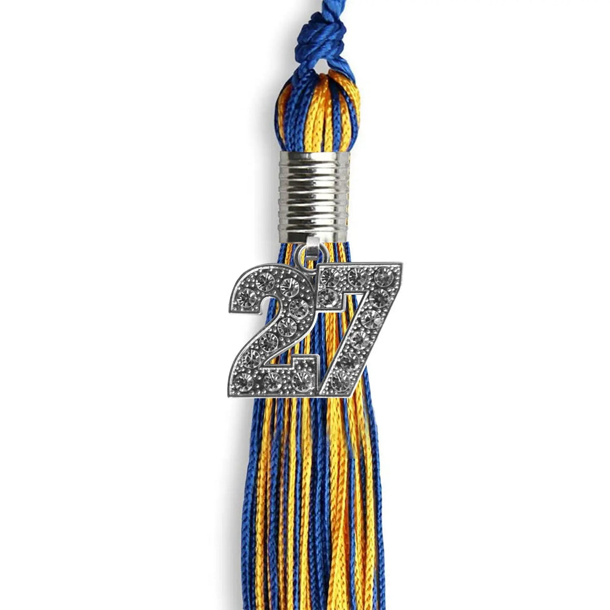 Royal Blue/Gold Mixed Color Graduation Tassel with Silver Bling Charm - Endea Graduation