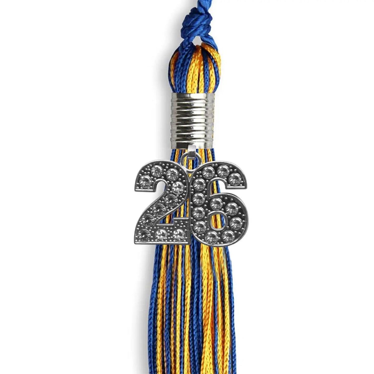 Royal Blue/Gold Mixed Color Graduation Tassel with Silver Bling Charm - Endea Graduation
