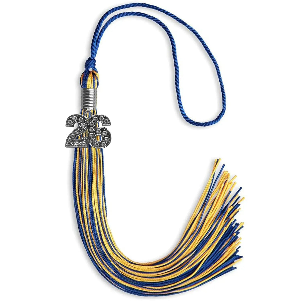 Royal Blue/Gold Mixed Color Graduation Tassel with Silver Bling Charm - Endea Graduation