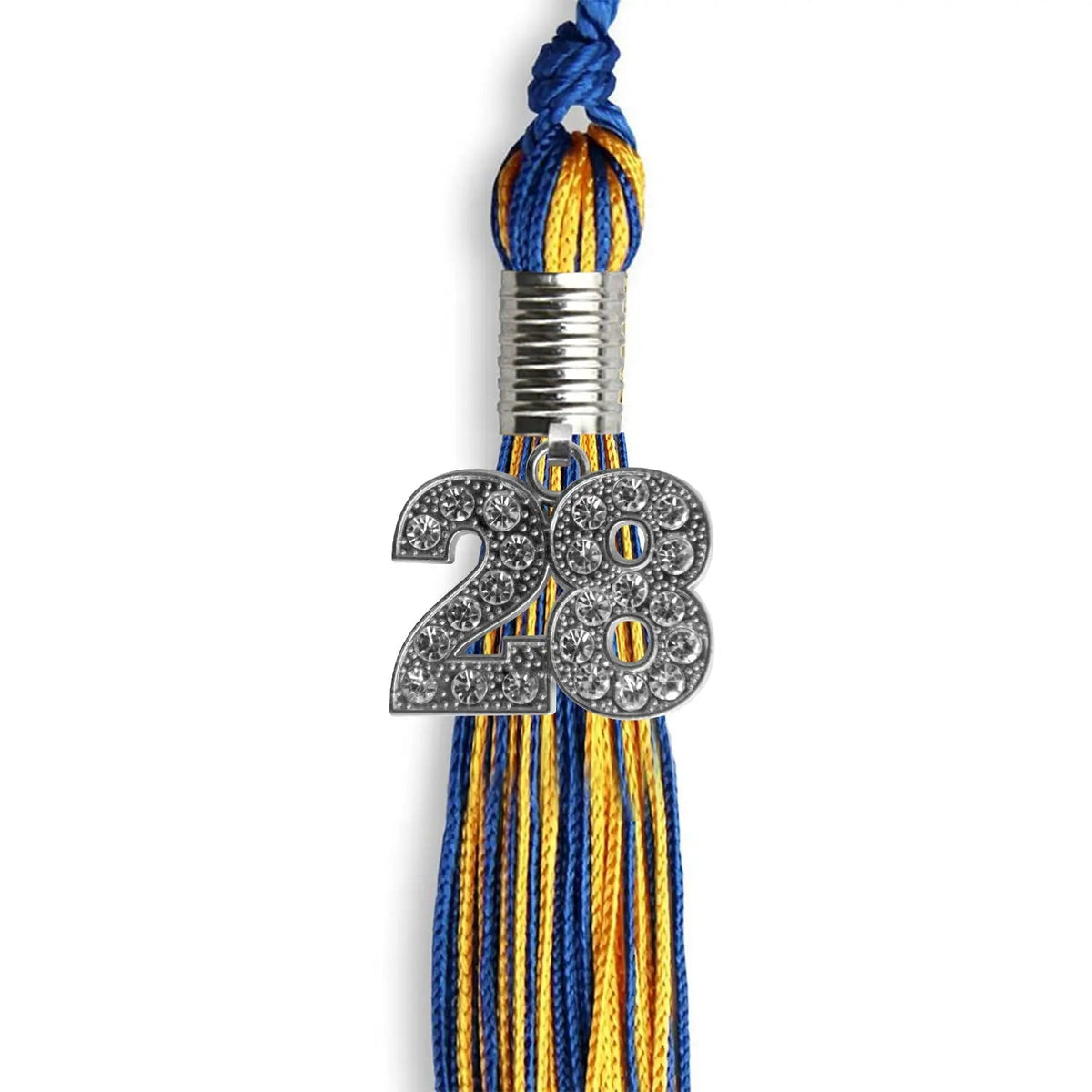Royal Blue/Gold Mixed Color Graduation Tassel with Silver Bling Charm - Endea Graduation