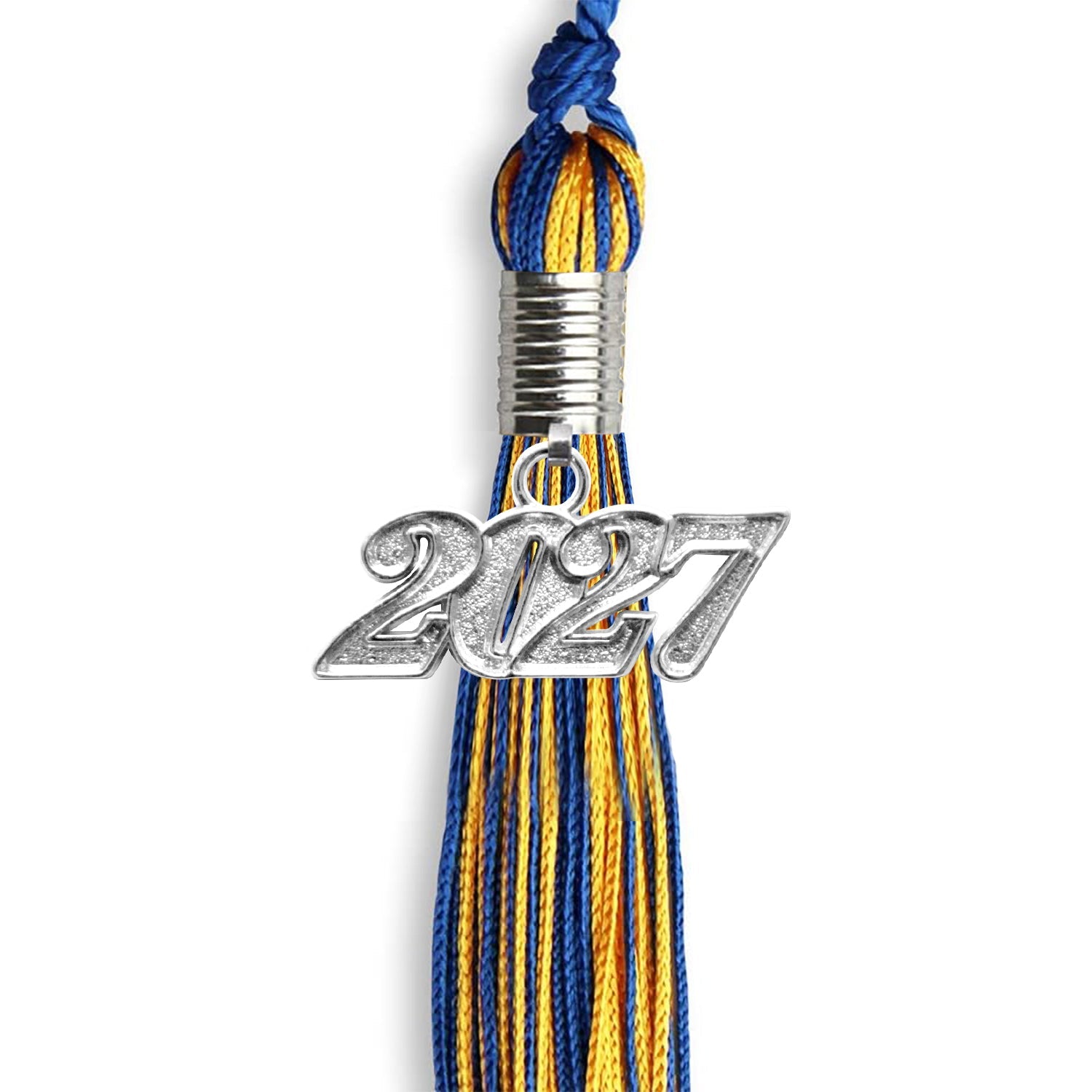 Royal Blue/Gold Mixed Color Graduation Tassel with Silver Date Drop - Endea Graduation