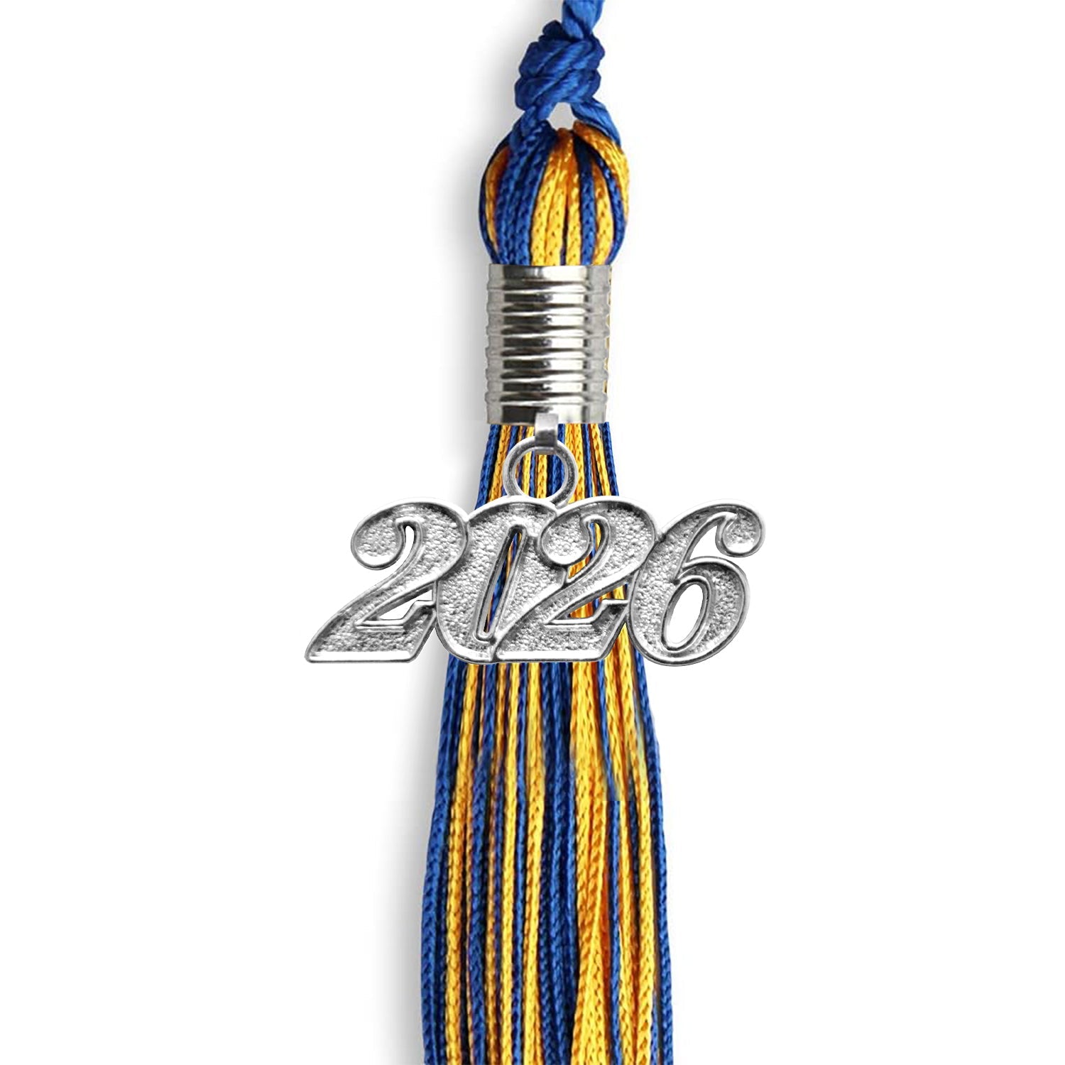 Royal Blue/Gold Mixed Color Graduation Tassel with Silver Date Drop - Endea Graduation